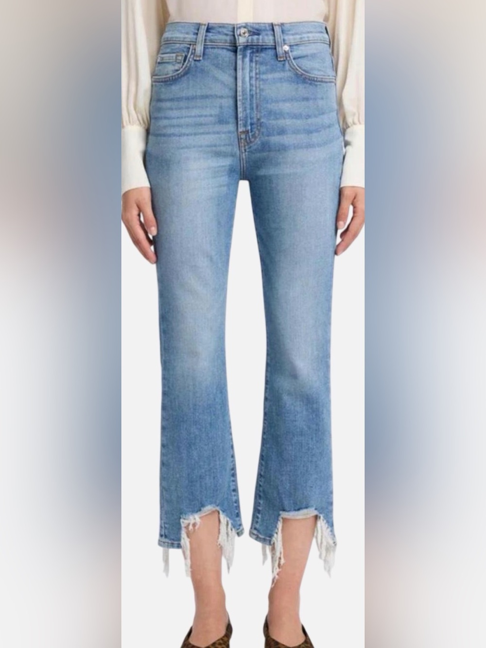 7 For All Mankind Light Blue High Waist Slim Kick Jeans, size 27
